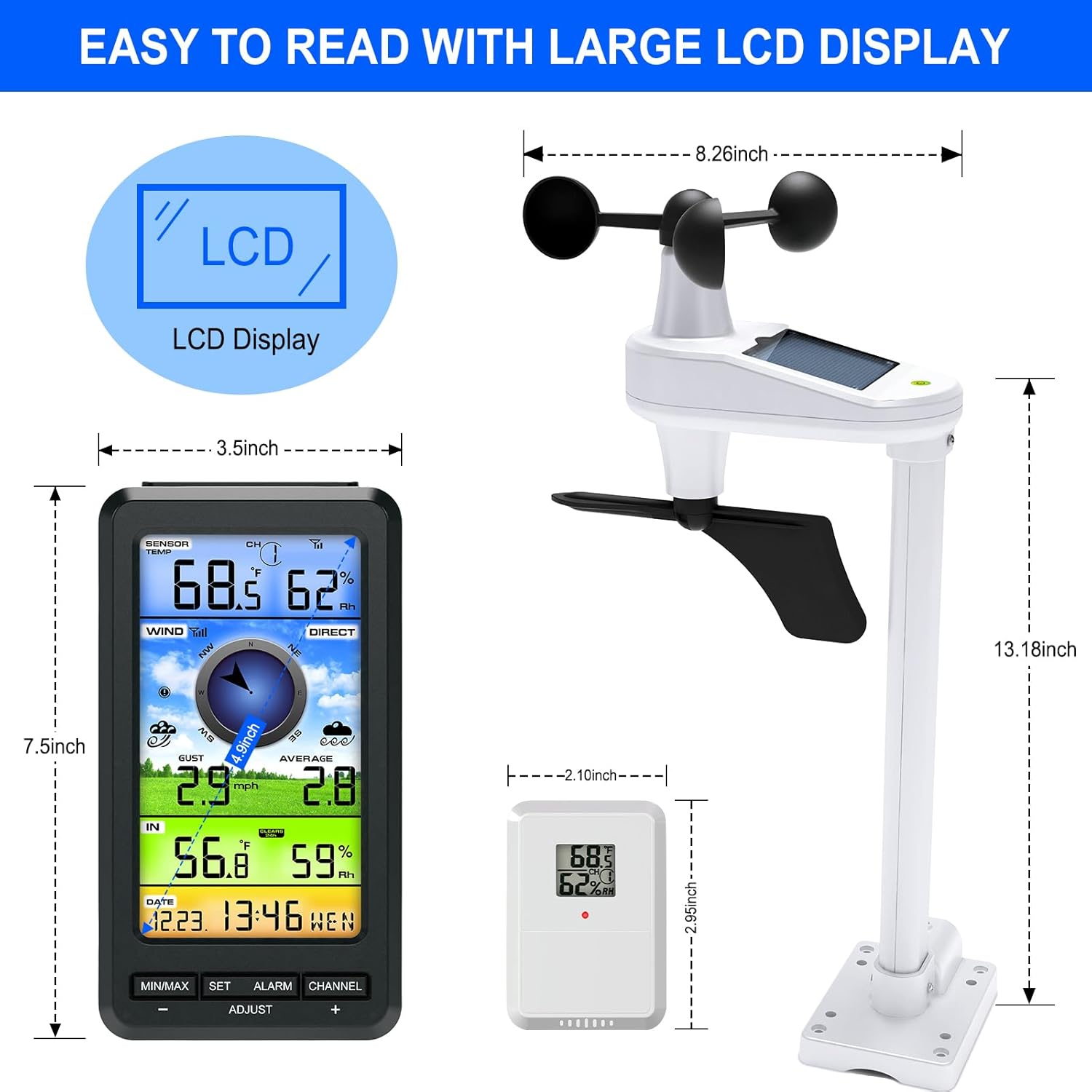 Rüzgar Hızı/Yön Termometresi H - Rain Gauge Digital incelemesi ve fiyatı