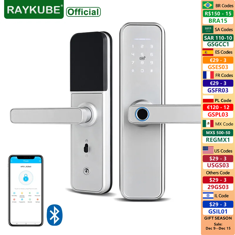 RAYKUBE X5 gümüş akıllı kilidi - Smart Garden Door Lock incelemesi ve fiyatı